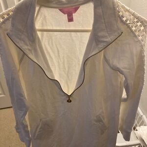 Lilly Pulitzer White Zip-Up Hoodie with Lace Accents